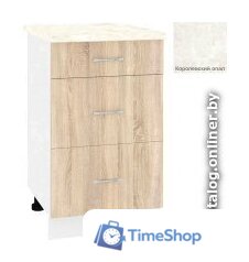 Шкаф напольный Кортекс-мебель Корнелия Лира НШ50р3ш (дуб сонома/королевский опал) - Изображение №1 — Интернет-магазин Time-Shop