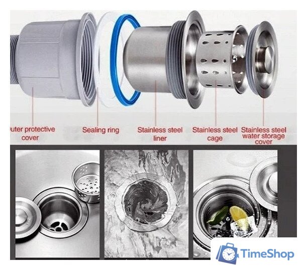 Кухонная мойка Roxen Simple 560220-55B PVD графит (с коландером и дозатором) - Изображение №9 — Интернет-магазин Time-Shop