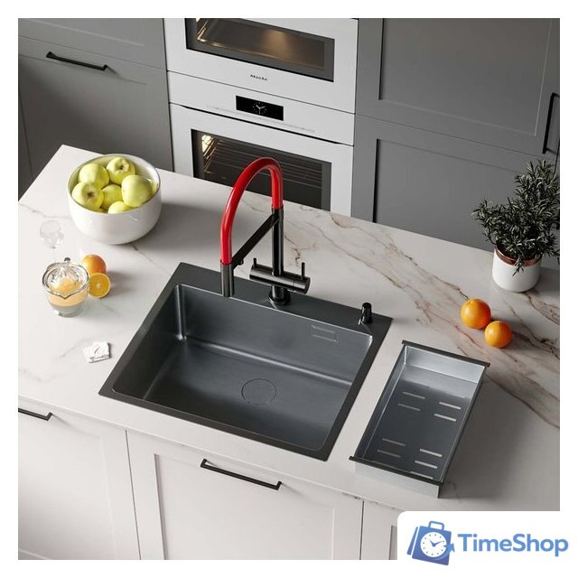 Кухонная мойка Roxen Simple 560220-55B PVD графит (с коландером и дозатором) - Изображение №3 — Интернет-магазин Time-Shop