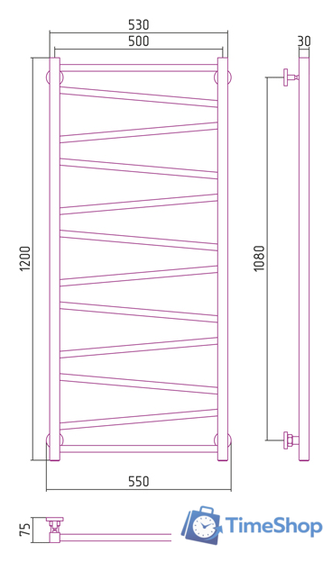 Полотенцесушитель Сунержа Сирокко 1200х500 00-0253-1250 - Изображение №4 — Интернет-магазин Time-Shop