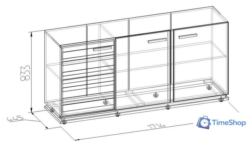 Тумба Глазов Oslo 5 (дуб серый craft/черный) - Изображение №3 — Интернет-магазин Time-Shop