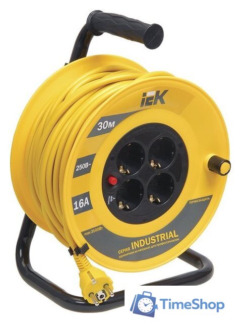 Удлинитель на катушке IEK УК30 WKP15-16-04-30 (30 м, желтый) - Изображение №1 — Интернет-магазин Time-Shop