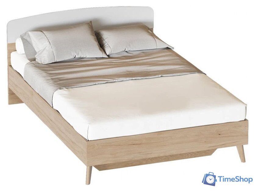 Кровать Мебельград Калагри 140 (дуб натуральный светлый/белый матовый) - Изображение №1 — Интернет-магазин Time-Shop