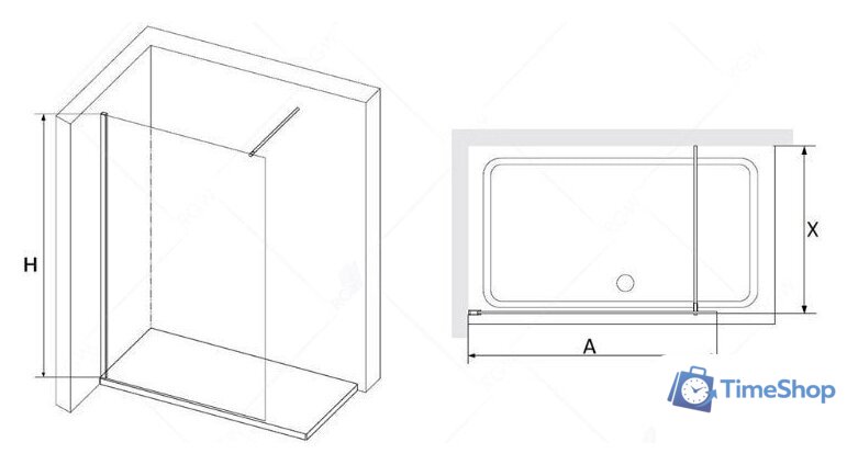 Душевая стенка RGW WA-010B 80 (черный/прозрачное стекло) - Изображение №3 — Интернет-магазин Time-Shop