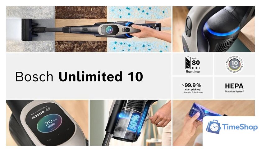 Пылесос Bosch Unlimited 10 BBS1041GQC - Изображение №3 — Интернет-магазин Time-Shop
