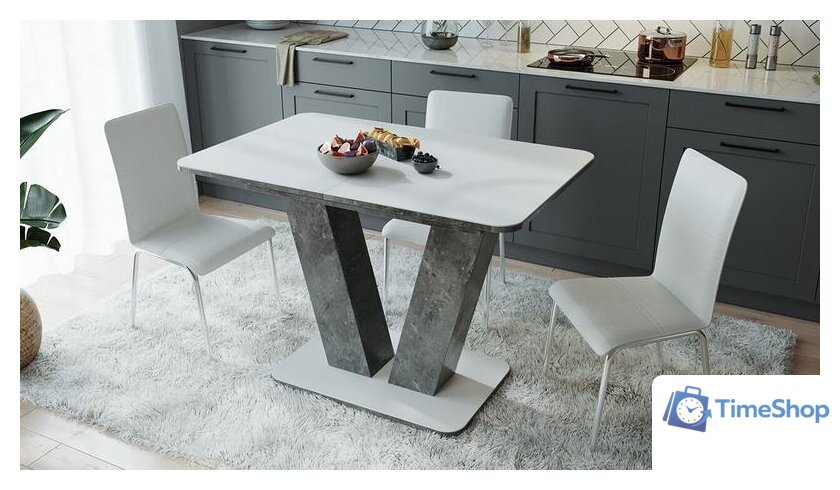 Кухонный стол Трия Чинзано тип 1 раздвижной (моод темный/стекло белое матовое) - Изображение №3 — Интернет-магазин Time-Shop