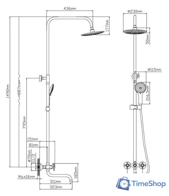 Душевая система  Diadonna Д80-335354 - Изображение №4 — Интернет-магазин Time-Shop