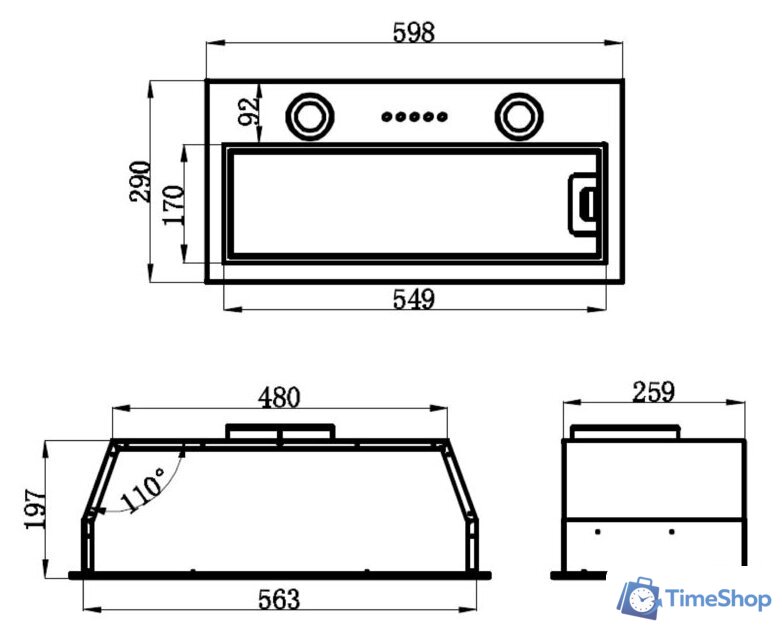 Кухонная вытяжка MAUNFELD Thames 601M (черный) - Изображение №2 — Интернет-магазин Time-Shop