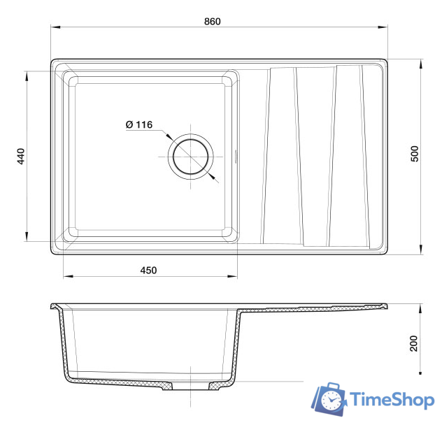 Кухонная мойка GranFest GF-LV-860L (графит) - Изображение №4 — Интернет-магазин Time-Shop