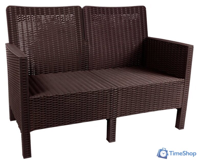 Скамейка ВПМ Ротанг 2-х местный 6199037 (темно-коричневый) - Изображение №1 — Интернет-магазин Time-Shop