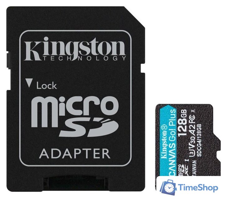 Карта памяти Kingston Canvas Go! microSDXC 128GB SDCG4/128GB (с адаптером) - Изображение №1 — Интернет-магазин Time-Shop
