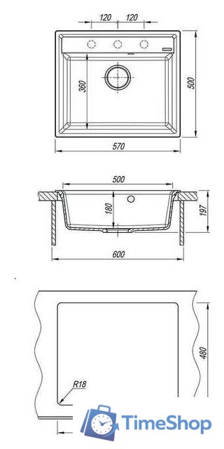 Кухонная мойка Lemark Hanka 9910015 (серый) - Изображение №3 — Интернет-магазин Time-Shop