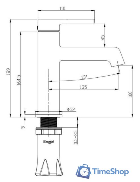 Смеситель Raglo R20.10.06 - Изображение №2 — Интернет-магазин Time-Shop