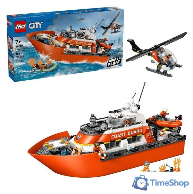 Конструктор LEGO City 60504 Спасательный катер и вертолет береговой охраны - Изображение №1 — Интернет-магазин Time-Shop