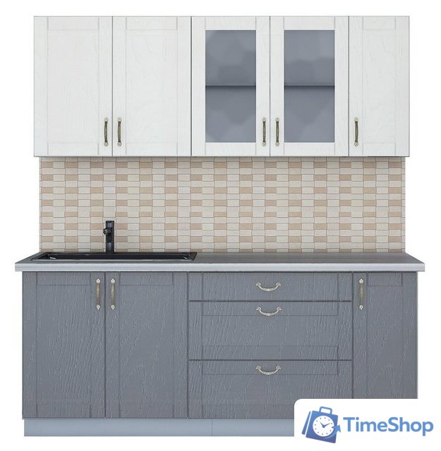 Готовая кухня Интерлиния Мила Крафт 1.9Б (дуб серый/дуб полярный/травертин серый) - Изображение №1 — Интернет-магазин Time-Shop