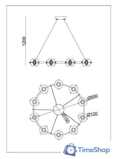 Подвесная люстра Arte Lamp Markab A2471LM-20BK - Изображение №2 — Интернет-магазин Time-Shop