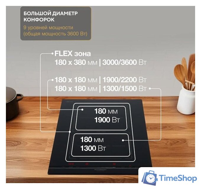 Варочная панель Hyundai HHI 3855 BG - Изображение №9 — Интернет-магазин Time-Shop