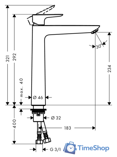 Смеситель Hansgrohe Talis E 71717000 - Изображение №4 — Интернет-магазин Time-Shop