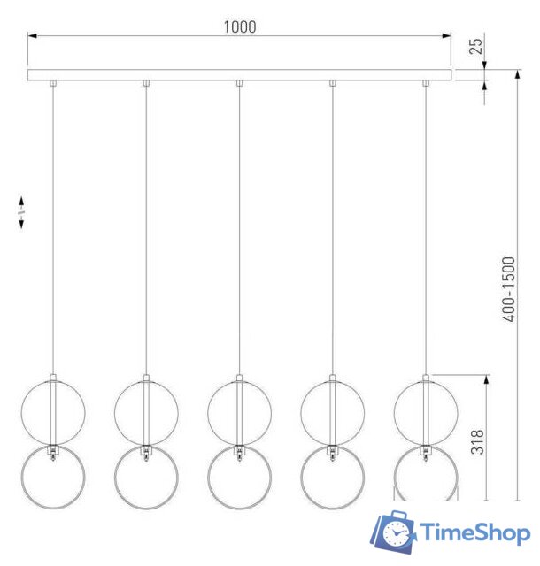Подвесная люстра Евросвет 50092/5 (хром/дымчатый) - Изображение №2 — Интернет-магазин Time-Shop