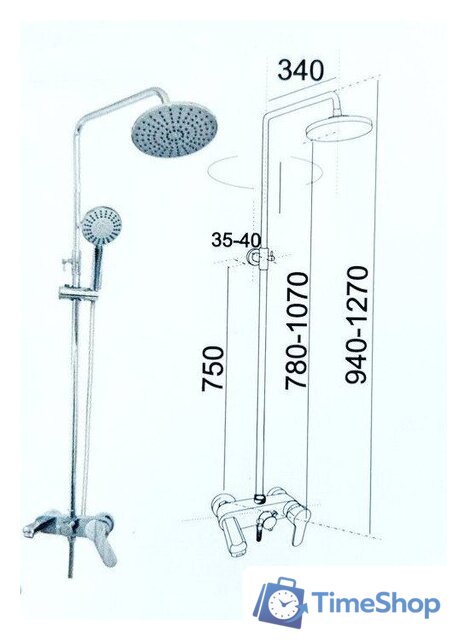 Душевая система  ЦС Гармония №2 D200 ДС0001-9 - Изображение №2 — Интернет-магазин Time-Shop