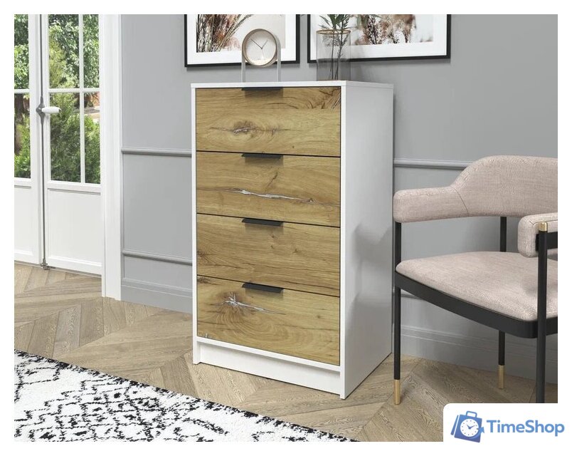 Комод Интерлиния Концепт КТ-К60 (дуб нокс/белый платинум) - Изображение №3 — Интернет-магазин Time-Shop