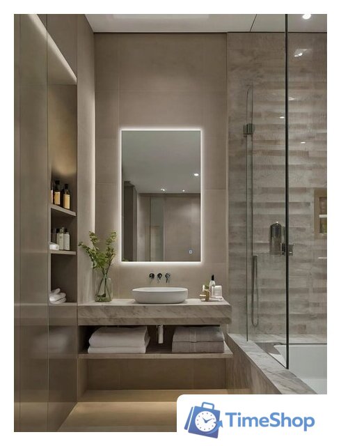 Зеркало с подсветкой  EMZE Rectangle 50х70 LED.50.70.4K (с подсветкой) - Изображение №8 — Интернет-магазин Time-Shop