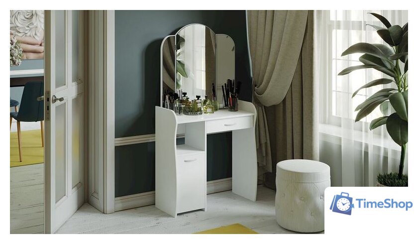 Туалетный столик с зеркалом Трия София Т1 (белый) - Изображение №3 — Интернет-магазин Time-Shop