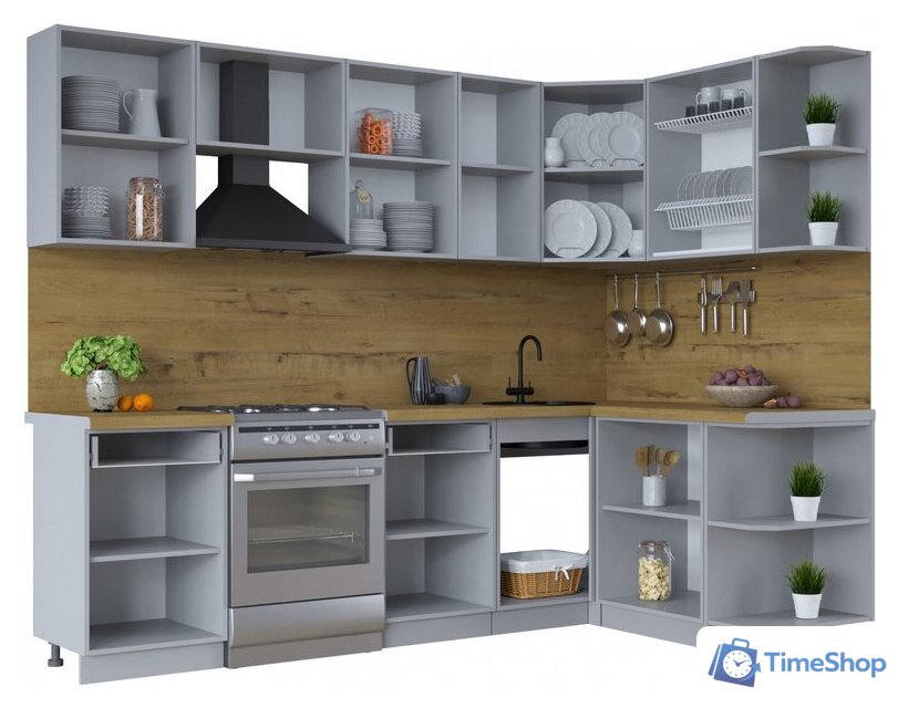 Готовая кухня Интерлиния Тренд 1.5x2.6 правая (мята/мята/дуб бунратти) - Изображение №3 — Интернет-магазин Time-Shop