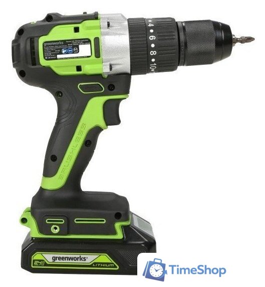 Ударная дрель-шуруповерт Greenworks GD24DD60 3704107CUC (с 2-мя АКБ) - Изображение №2 — Интернет-магазин Time-Shop