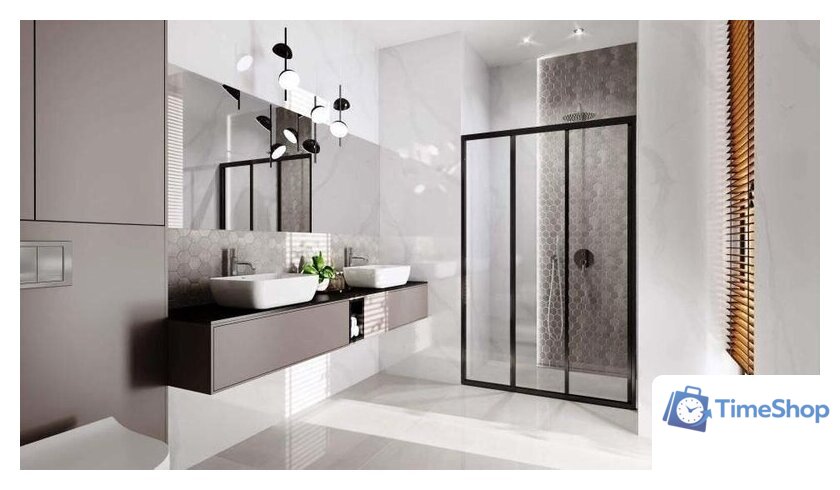 Душевая дверь Rea Alex 100 (черный/прозрачное стекло) - Изображение №7 — Интернет-магазин Time-Shop