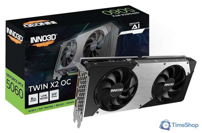 Видеокарта Inno3D GeForce RTX 5060 8GB Twin X2 OC N50602-08D7X-195071N - Изображение №2 — Интернет-магазин Time-Shop