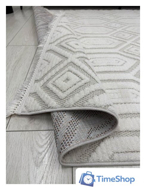 Ковер для жилой комнаты Radjab Carpet Поло Прямоугольник EN 262 12549RK (2x4, Cream) - Изображение №7 — Интернет-магазин Time-Shop
