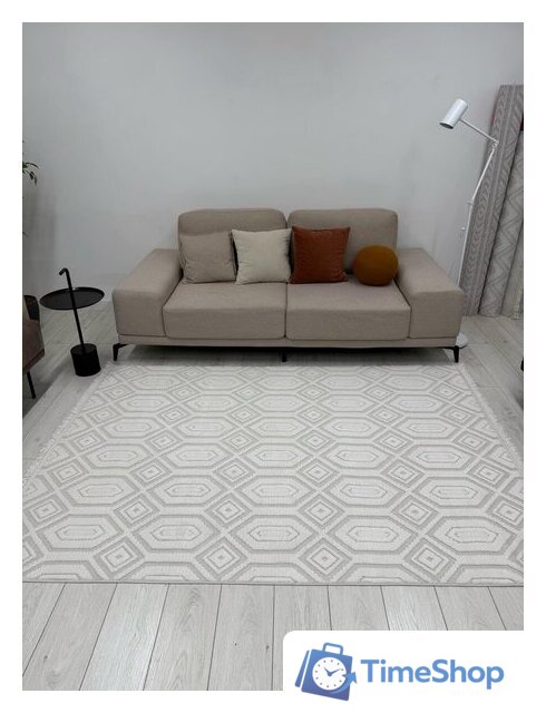 Ковер для жилой комнаты Radjab Carpet Поло Прямоугольник EN 262 12549RK (2x4, Cream) - Изображение №4 — Интернет-магазин Time-Shop
