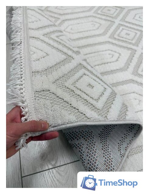 Ковер для жилой комнаты Radjab Carpet Поло Прямоугольник EN 262 12549RK (2x4, Cream) - Изображение №6 — Интернет-магазин Time-Shop