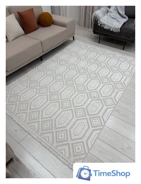 Ковер для жилой комнаты Radjab Carpet Поло Прямоугольник EN 262 12549RK (2x4, Cream) - Изображение №2 — Интернет-магазин Time-Shop