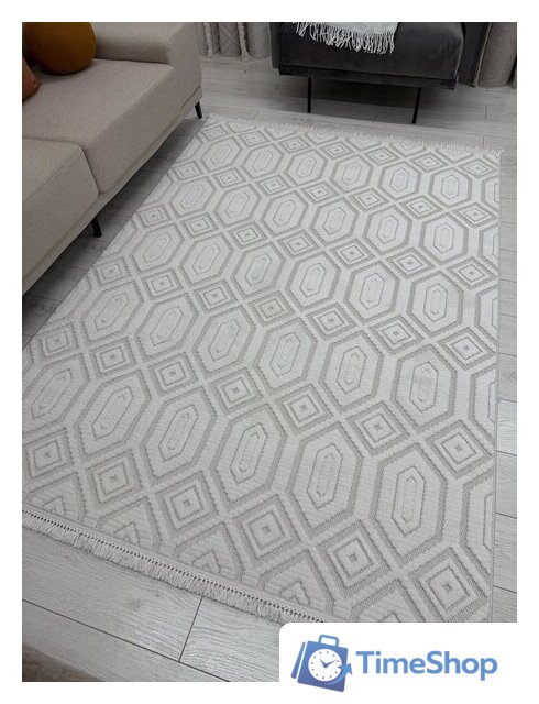 Ковер для жилой комнаты Radjab Carpet Поло Прямоугольник EN 262 12549RK (2x4, Cream) - Изображение №5 — Интернет-магазин Time-Shop
