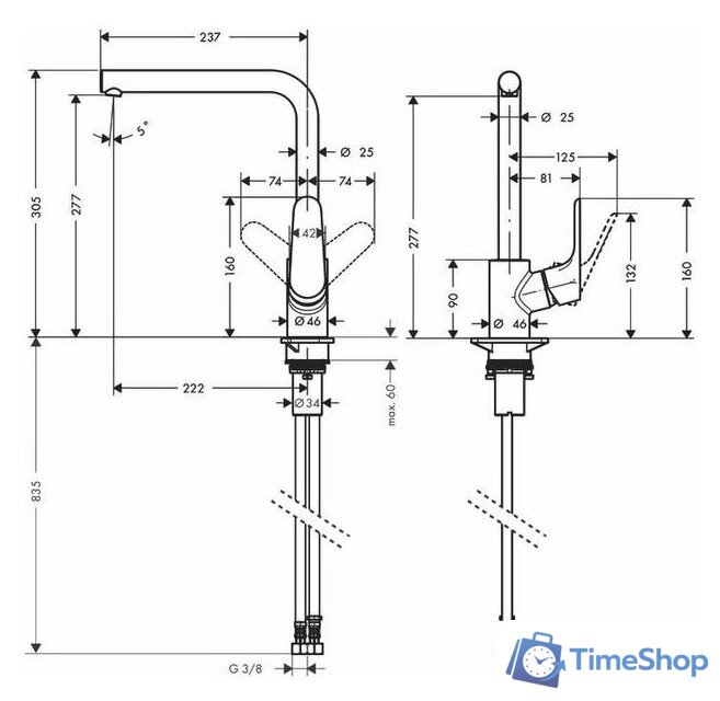 Смеситель Hansgrohe Focus M41 31817670 - Изображение №2 — Интернет-магазин Time-Shop