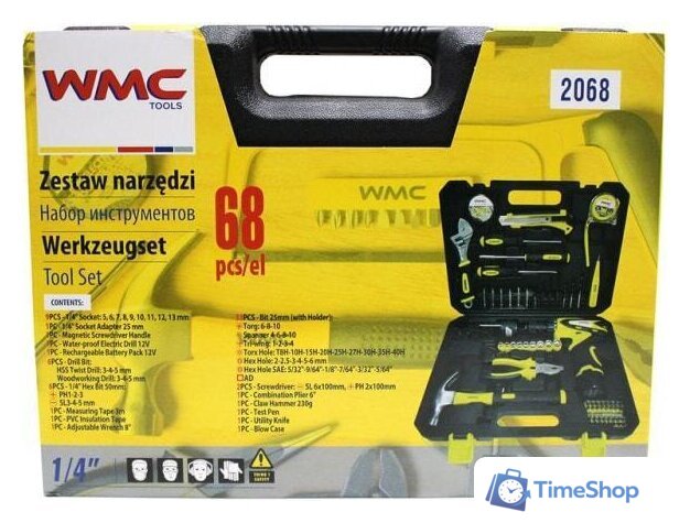 Дрель-шуруповерт WMC Tools 2068 (с 2-мя АКБ, кейс, набор оснастки) - Изображение №2 — Интернет-магазин Time-Shop