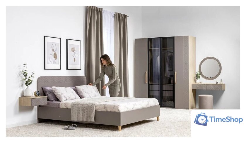 Кровать Mobi Амьен 11.44 160x200 (белый PE шагрень/веллюто капучино AG 707 ПВХ) - Изображение №8 — Интернет-магазин Time-Shop