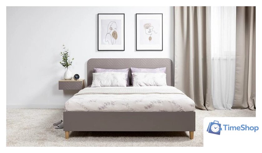 Кровать Mobi Амьен 11.44 160x200 (белый PE шагрень/веллюто капучино AG 707 ПВХ) - Изображение №7 — Интернет-магазин Time-Shop