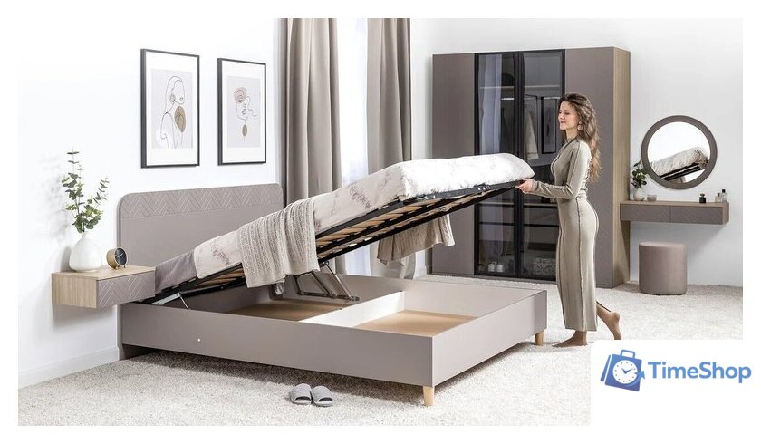 Кровать Mobi Амьен 11.44 160x200 (белый PE шагрень/веллюто капучино AG 707 ПВХ) - Изображение №9 — Интернет-магазин Time-Shop