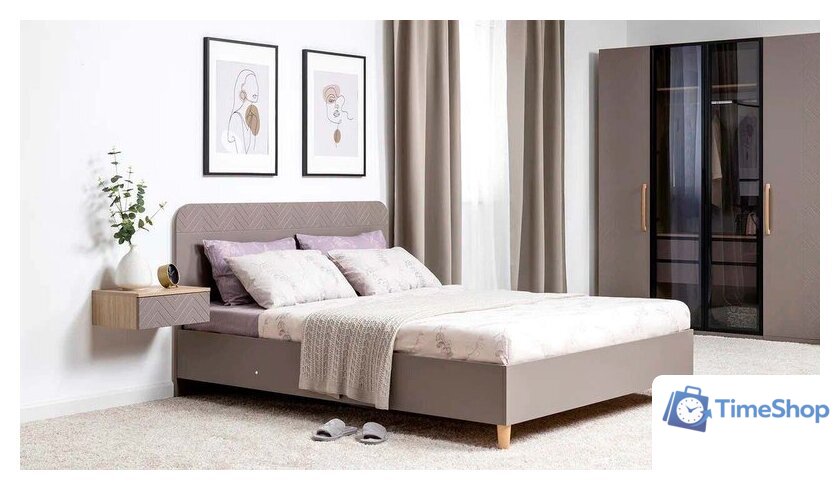 Кровать Mobi Амьен 11.44 160x200 (белый PE шагрень/веллюто капучино AG 707 ПВХ) - Изображение №6 — Интернет-магазин Time-Shop