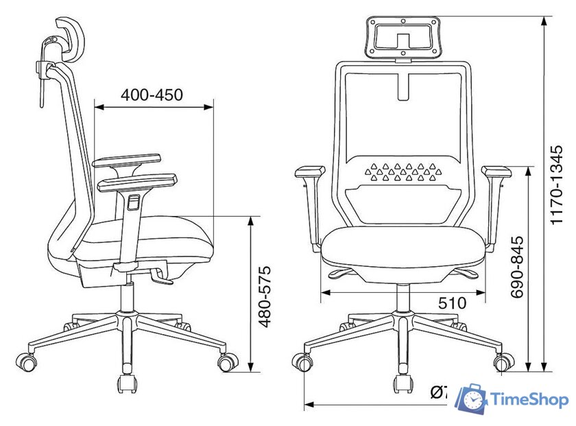 Офисное кресло Бюрократ MC-612N-H/B/418B (черный) - Изображение №7 — Интернет-магазин Time-Shop
