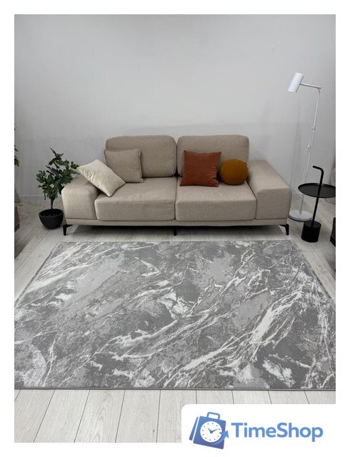 Ковер для жилой комнаты Radjab Carpet Афина Прямоугольник 9012A 12846RK (1.6x2.3, Grey/Grey) - Изображение №3 — Интернет-магазин Time-Shop