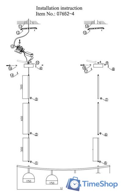 Подвесная люстра Kinklight Стиви 07652-4.19 (черный) - Изображение №3 — Интернет-магазин Time-Shop