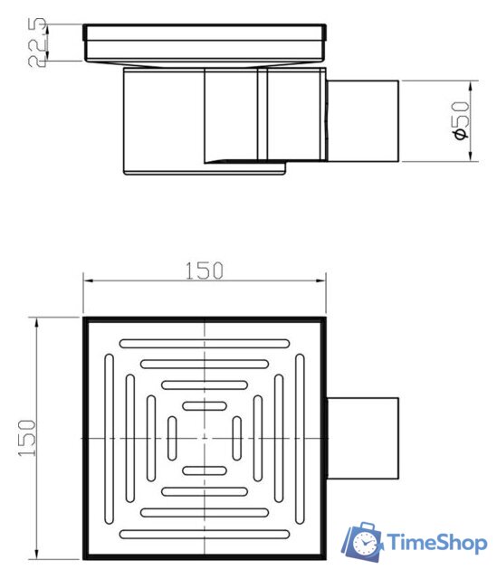 Трап/канал Lauter 214006-G2MB 150x150 (черный матовый) - Изображение №7 — Интернет-магазин Time-Shop