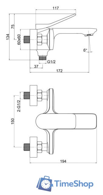 Смеситель Cersanit Odra 63051 - Изображение №2 — Интернет-магазин Time-Shop