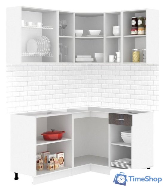 Готовая кухня Кортекс-мебель Корнелия Лира 1.5x1.3 без столешницы (капучино/оникс) - Изображение №2 — Интернет-магазин Time-Shop