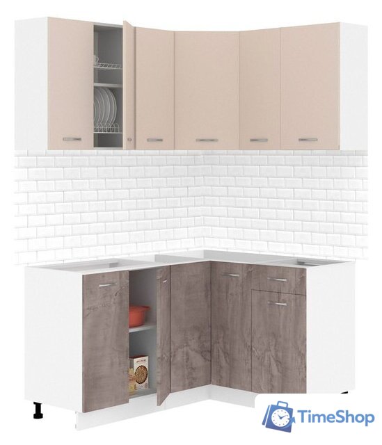 Готовая кухня Кортекс-мебель Корнелия Лира 1.5x1.3 без столешницы (капучино/оникс) - Изображение №1 — Интернет-магазин Time-Shop