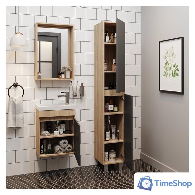  Onika Шкаф-пенал Милтон 30 403078 (серый/дуб сонома) - Изображение №4 — Интернет-магазин Time-Shop